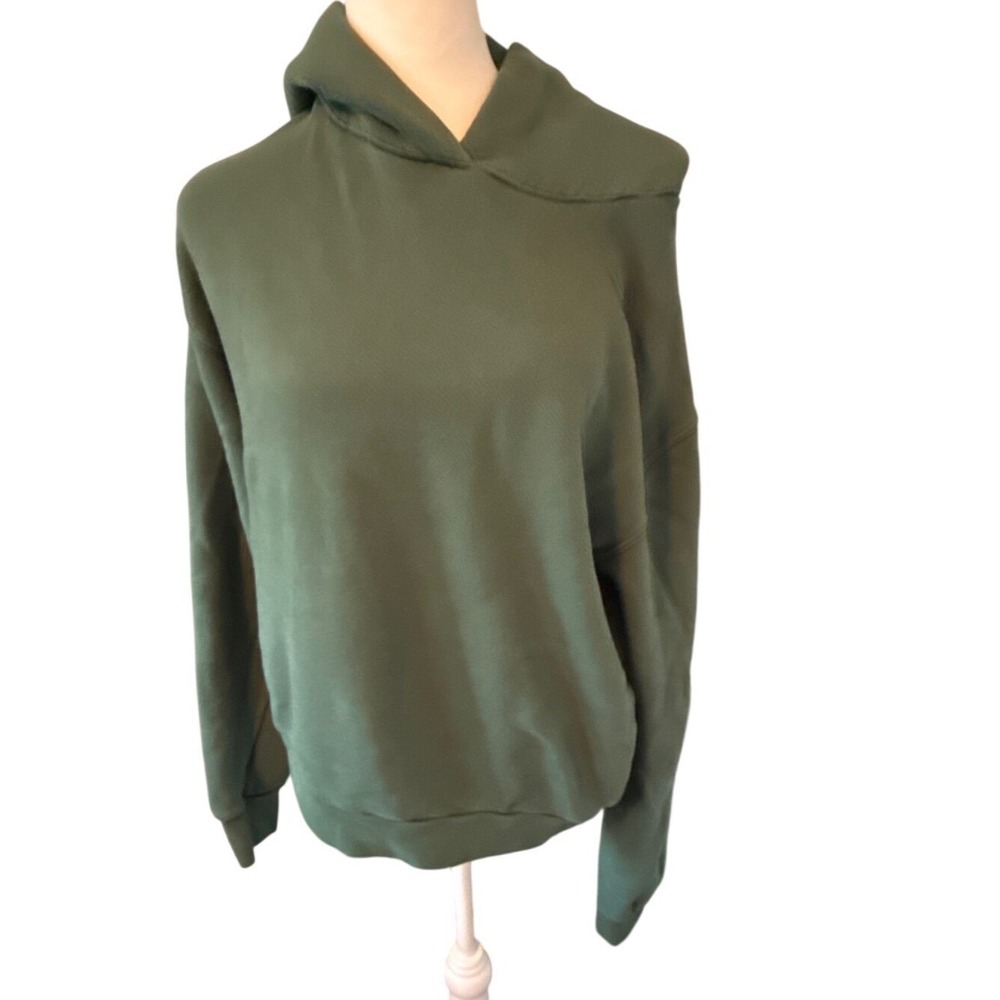 Perfectwhitetee Womens Large Green Cotton Oversized Crossover Hoodie Sweatshirt